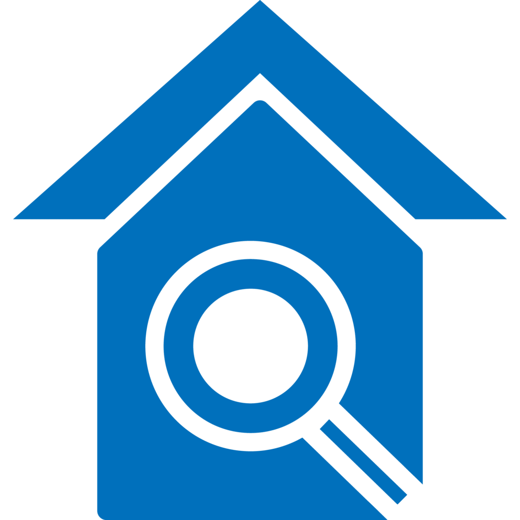 House with magnifying glass icon representing comprehensive home inspection services