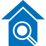 House with magnifying glass icon representing comprehensive home inspection services