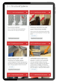Home inspection report shown on tablet device